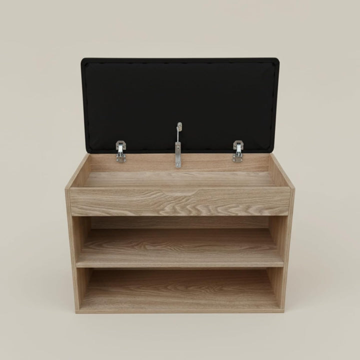 BOXIMO Schuhschrank mit Sitzbank, 60 x 30 x 47 cm, MDF und Polyester Bezug, Flurbank mit Stauraum, S