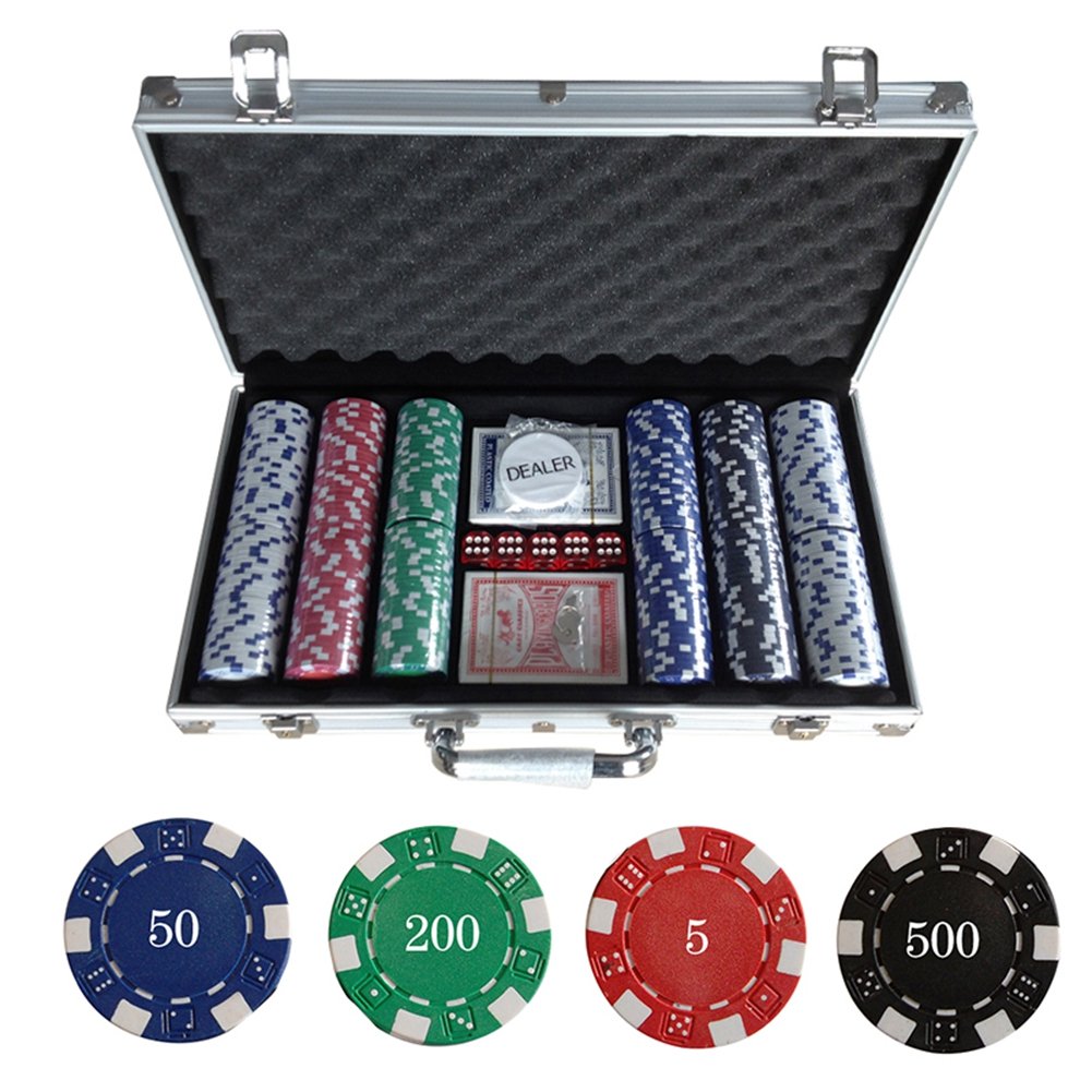 WeFun Poker Koffer Set,Pokerkoffer Pokerset 300 Laser Pokerchips Poker Komplett Set