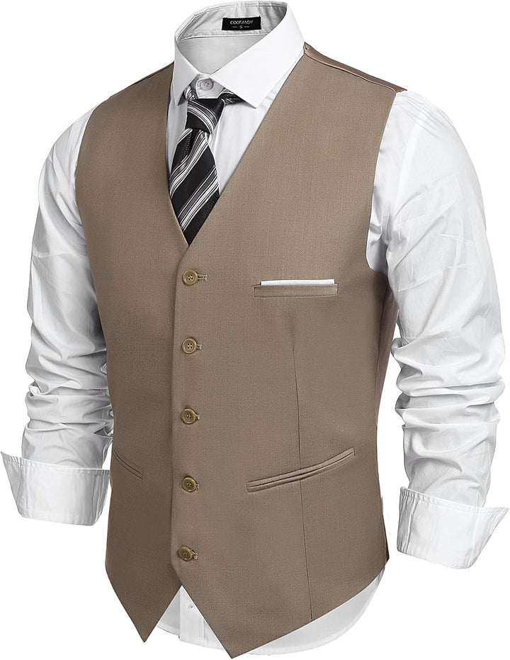 COOFANDY Herren Anzugweste Anzug V-Ausschnitt Formale Hochzeit Klassische Slim fit Baumwolle Einfarb