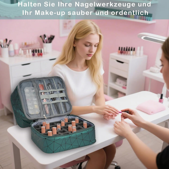 Nagellack Aufbewahrung Organizer Tasche, Nail Polish Organizer mit Fächern, Doppelschicht Nagellack