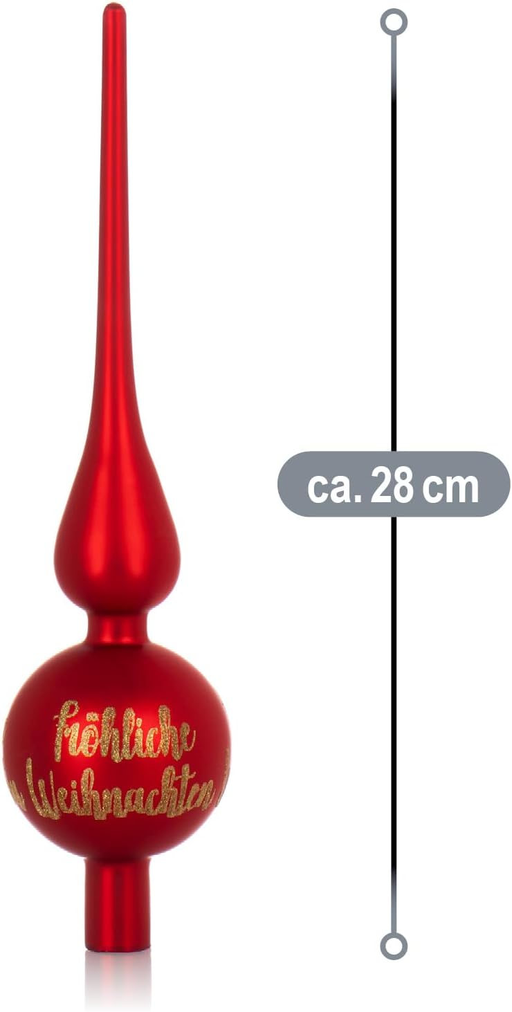 com-four® Weihnachtsbaumspitze mit Schriftzug - Christbaumspitze aus echtem Glas für Weihnachten - T