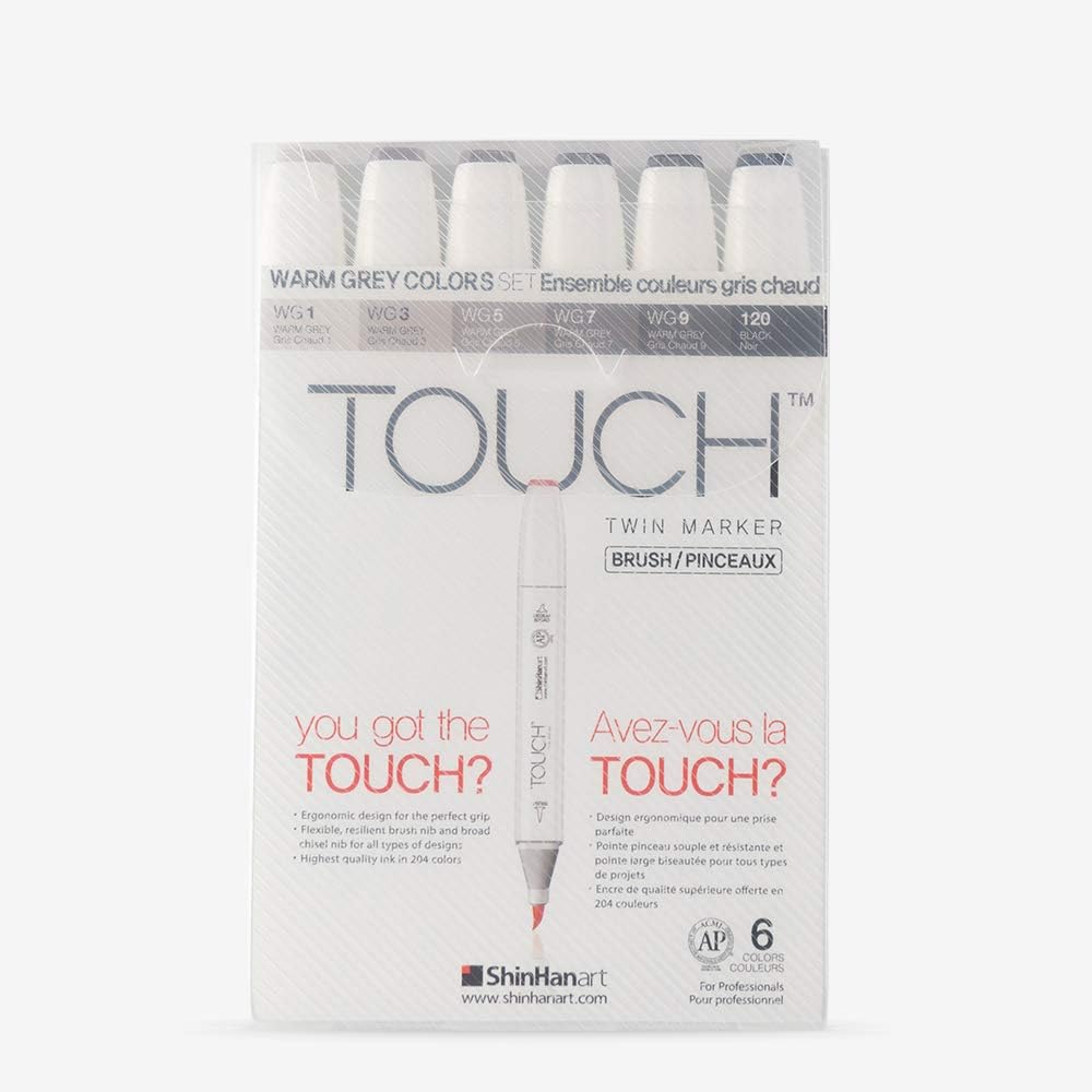 ShinHan : Touch Twin 6 Pinselmarker-Set, warme Grautöne A