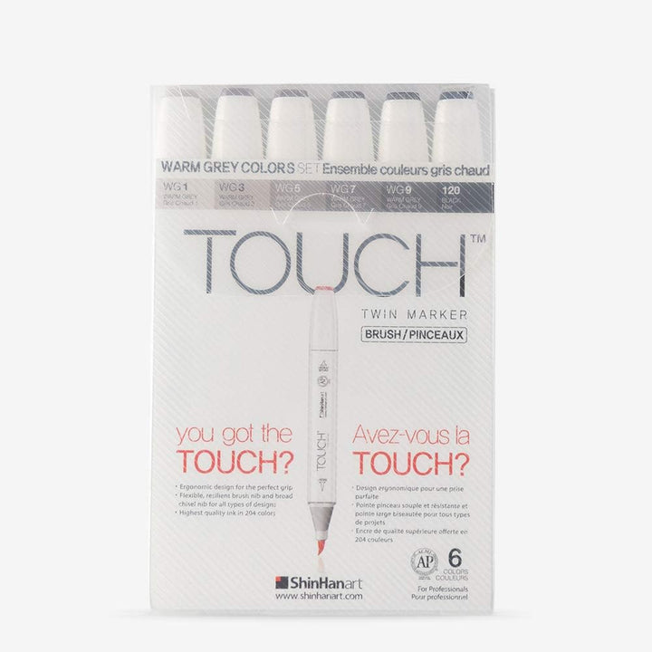 ShinHan : Touch Twin 6 Pinselmarker-Set, warme Grautöne A