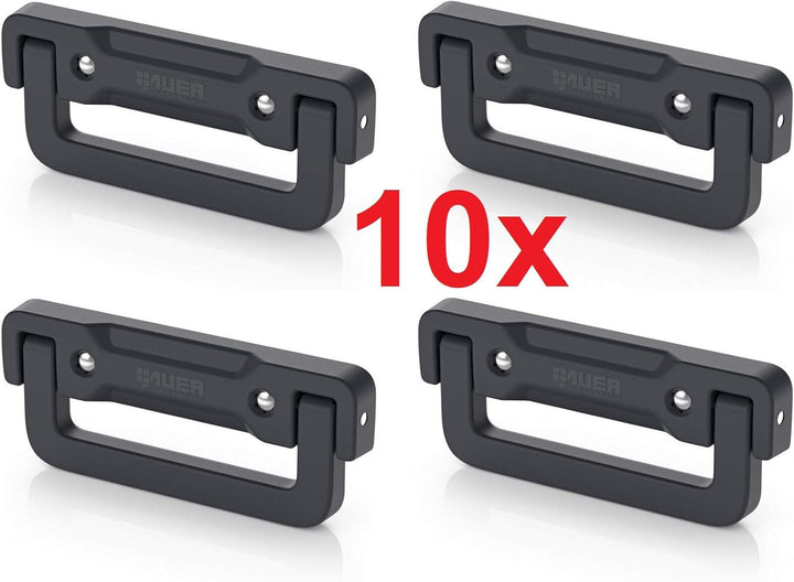 Auer Packaging 10x Kunststoff Klappgriff 16x6,3x1,5cm schwarz selbstfedernd * Griff für Eurobehälter
