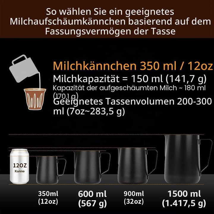 watchget Milchaufschäumkrug, 600 ml, Edelstahl, Espresso-Krug für Cappuccino und Latte Art, Cremewei