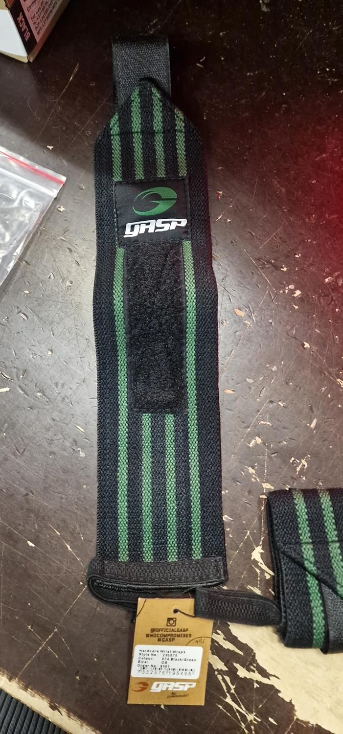 GASP Herren Hardcore Wrist Wraps Länge 33 cm Black/Green, Länge 33 cm Black/Green