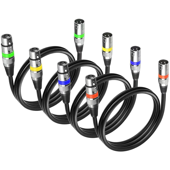 4Pack DMX Kabel 1m 3 Pin DMX Cable XLR Kabel, Mikrofonkabel XLR Stecker auf Busche, DMX Signalkabel