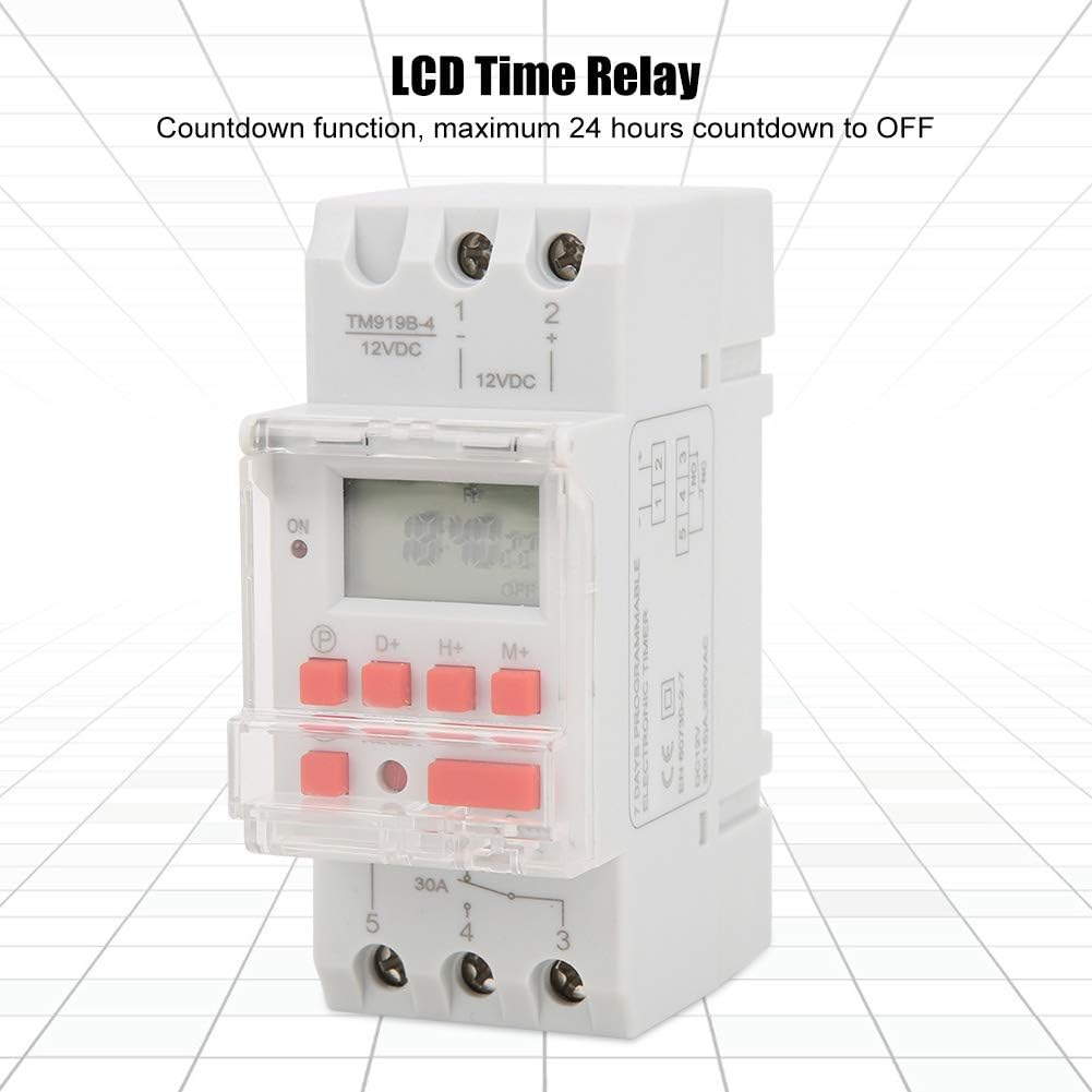 Digitale Zeitschaltuhr, DC 12V 30A 7 Tage Programmierbarer Timer, Mit Countdown-Funktion,16 EIN-/Aus