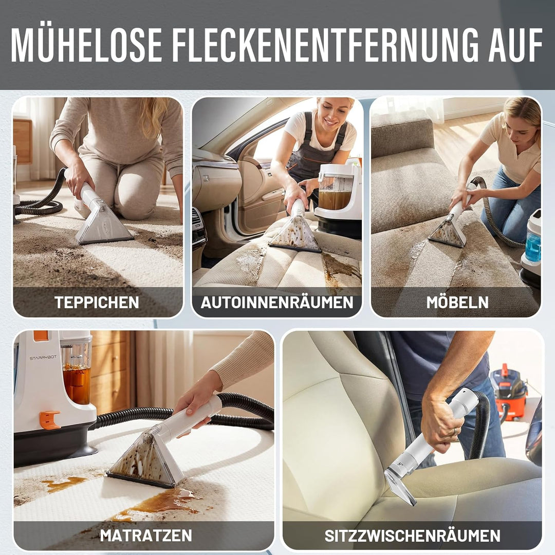 STARRYBOT Tragbare Teppich- &amp; Polsterreinigungsmaschine für Haustiere (Weiss), White
