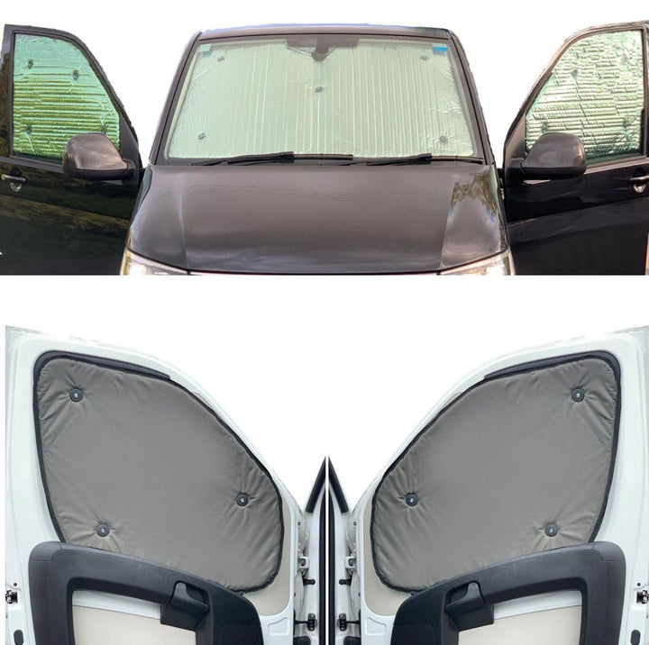 Fensterrollo-Set für Citroen Berlingo (ab 2018), wendbar, Thermisch Front set Trägerfarbe: Khaki-Grü