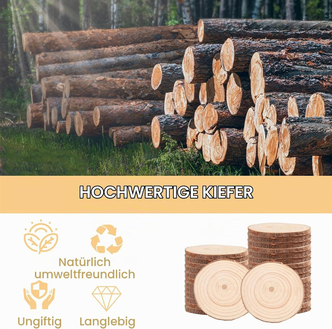 APACALI 30 Stück Holzscheiben zum Basteln, Holzscheiben 7-8cm Baumscheiben zum Basteln Ohne Loch, Ru