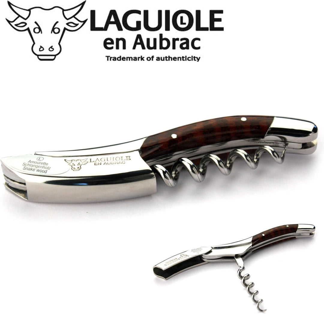 Laguiole en Aubrac Kellnermesser Schlangenholz Amourette Edelstahl glänzend SOM99AMI Sommelierbestec