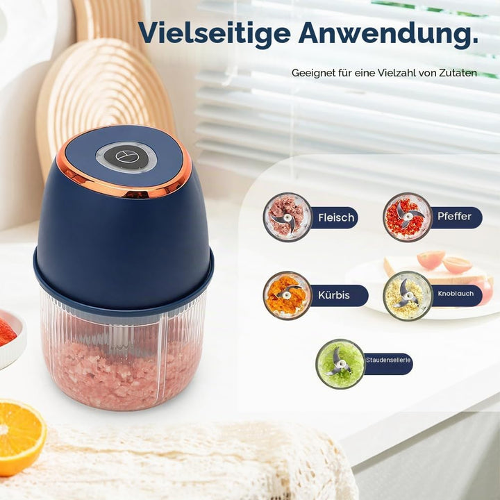 Tragbarer Mini-Zerkleinerer,Mixer Küche, Gemüsezerkleinerer Zwiebelschneider mit USB-Anschluss, Univ