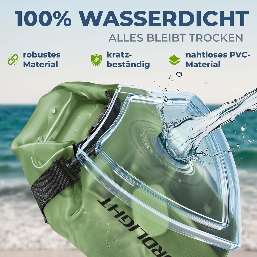 Nordlight Dry Bag wasserdichte Tasche - 2l 5l 10l 15l 20l 30l Liter | Wasserfester Packsack Seesack