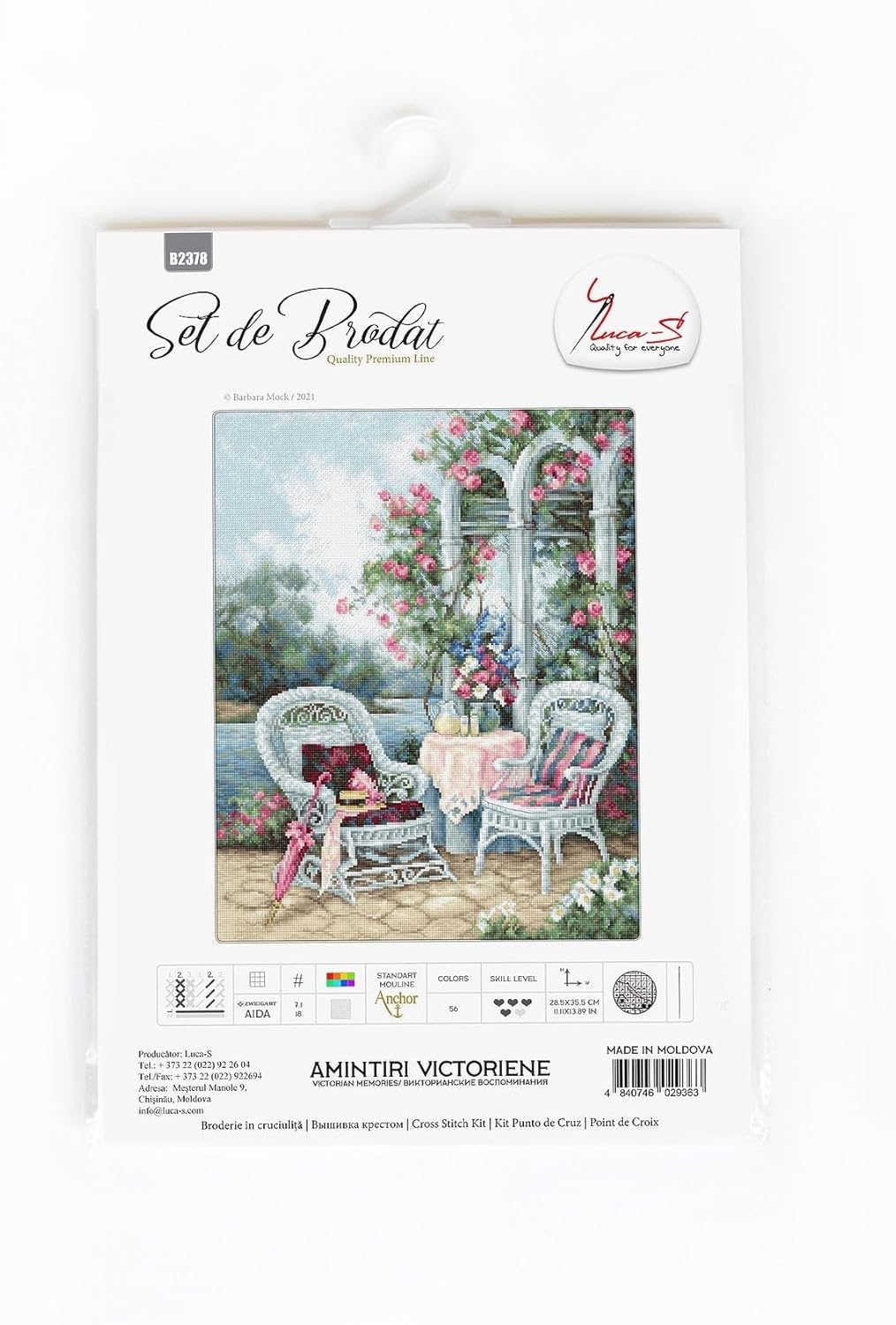 Luca-S B2378 Kreuzstich Set, Mehrfarbig, 35x35cm