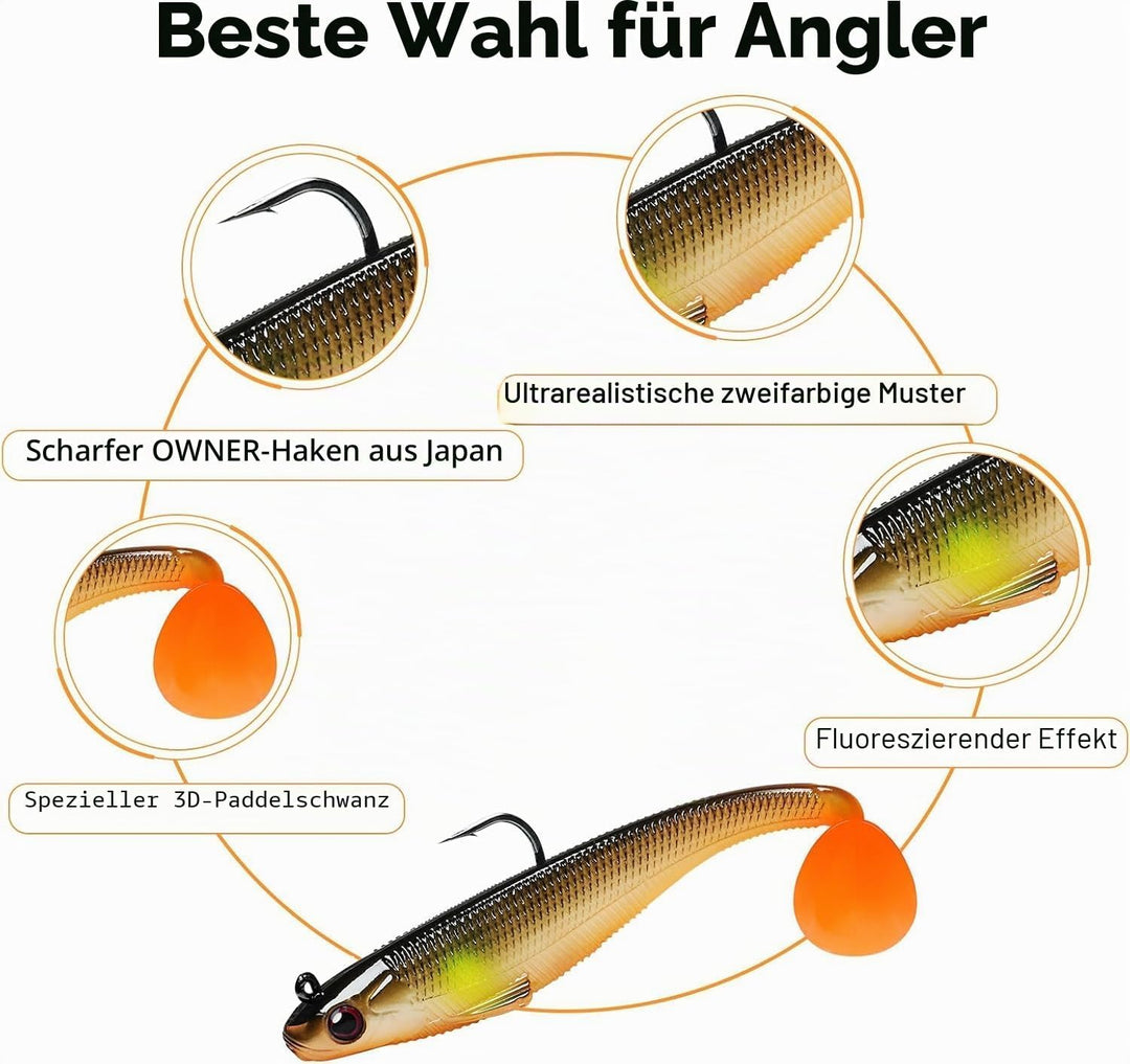 TRUSCEND Gummifische Angelköder für Forelle Zander & Barsch, Kunstköder Angelausrüstung Gummiköder A