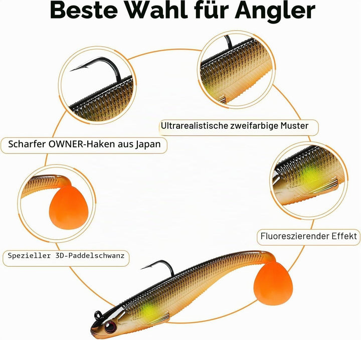 TRUSCEND Gummifische Angelköder für Forelle Zander & Barsch, Kunstköder Angelausrüstung Gummiköder A