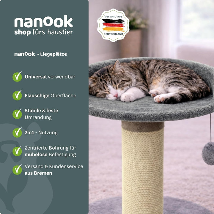 nanook Kratzbaum Liegeplatz Top für kräftige Katzen - Grösse XXL - 46 cm Ø - hellrau hellgrau, hellg