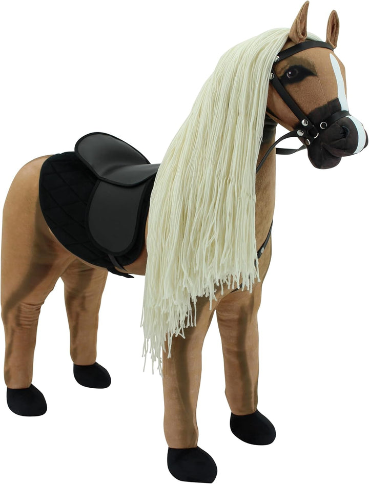 Sweety Toys Stehpferd zum Reiten- Plüschpferd Reittier Keine Montage erforderlich (Hellbraun), Hellb