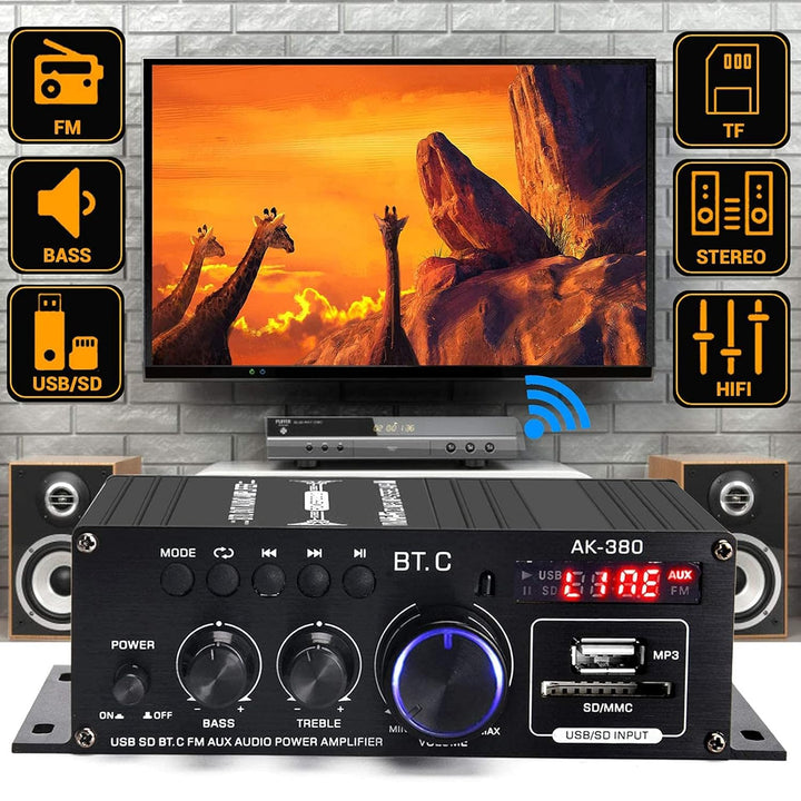 Bluetooth Verstärker HiFi Stereo Amplifier Max 800W- 2 Kanal Mini Audio Verstärker 40WX2 Class D Ver