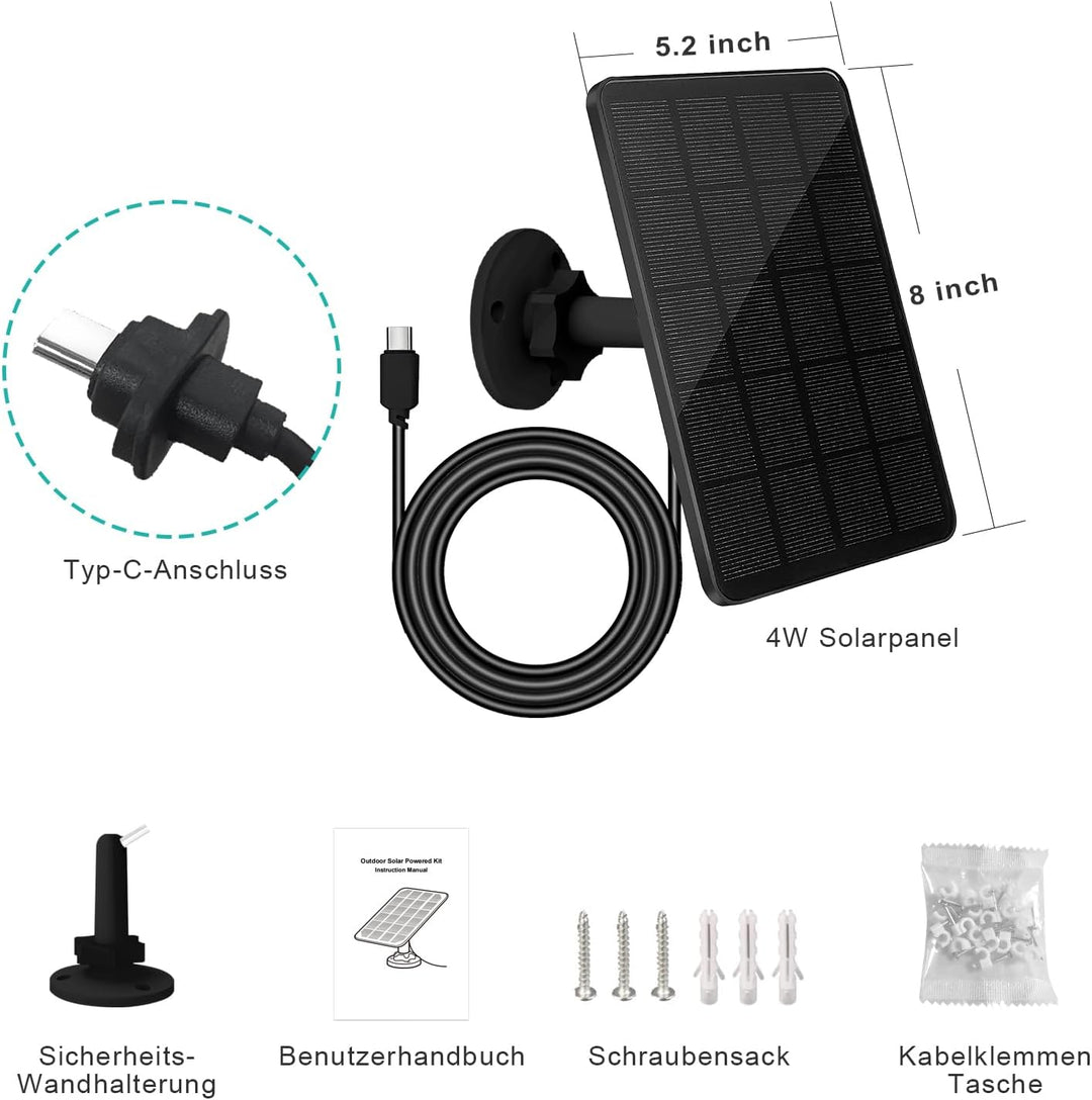 Solarpanel für Blink Kamera, 4W Solarmodul kompatibel mit Blink Outdoor 4 (4th Gen) Kamera, Verstell