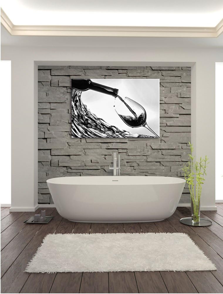 Monocrome, Wein, Format: 100x70 auf Leinwand, XXL riesige Bilder fertig gerahmt mit Keilrahmen, Kuns