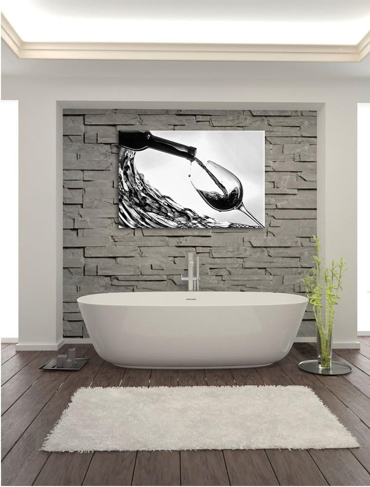 Monocrome, Wein, Format: 100x70 auf Leinwand, XXL riesige Bilder fertig gerahmt mit Keilrahmen, Kuns