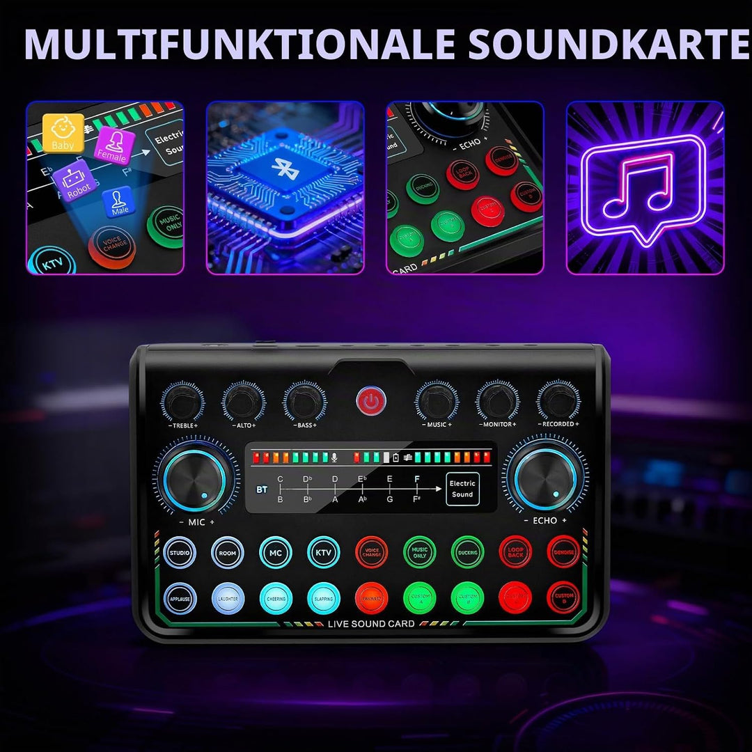 Podcast Mikrofon Bündeln für 2, Streaming-Mikrofon-Podcasting-Kit, DJ-Set-Audio-Interface mit P999ma