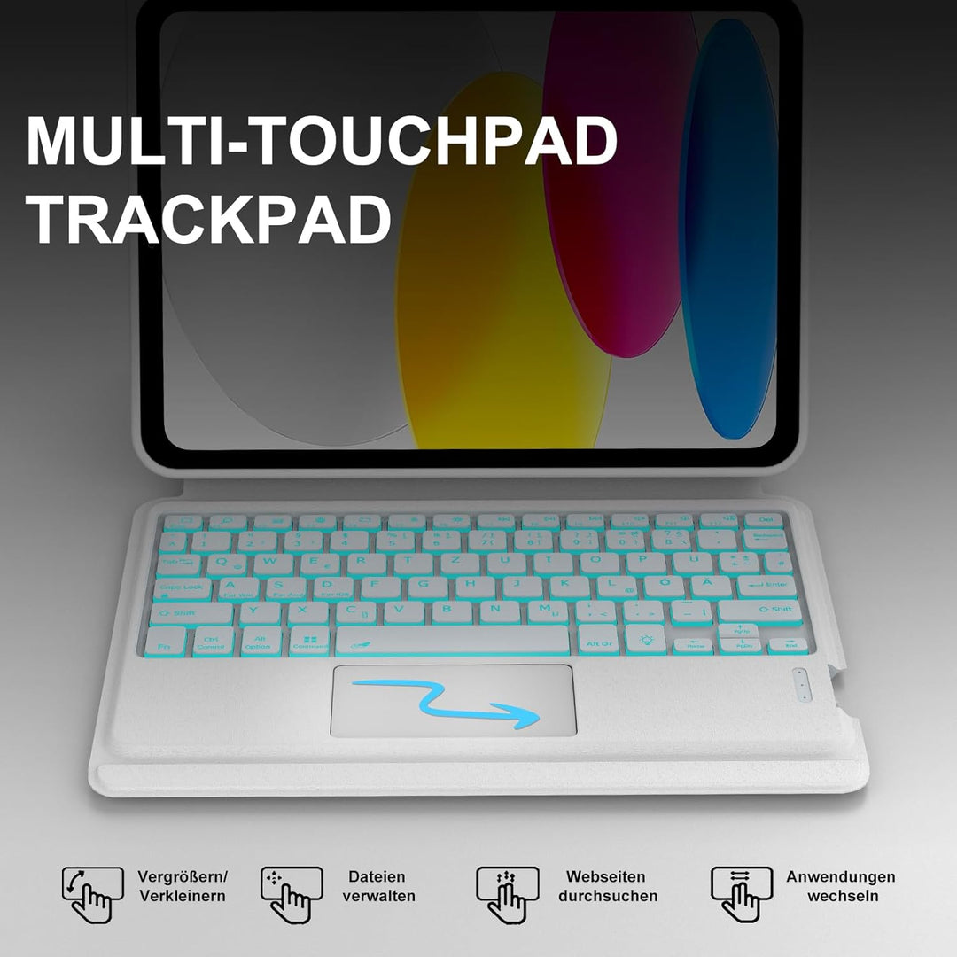 IVEOPPE Tastatur für iPad A16 11. Generation, QWERTZ Deutsch Bluetooth, Hülle Tastatur für iPad 10 1