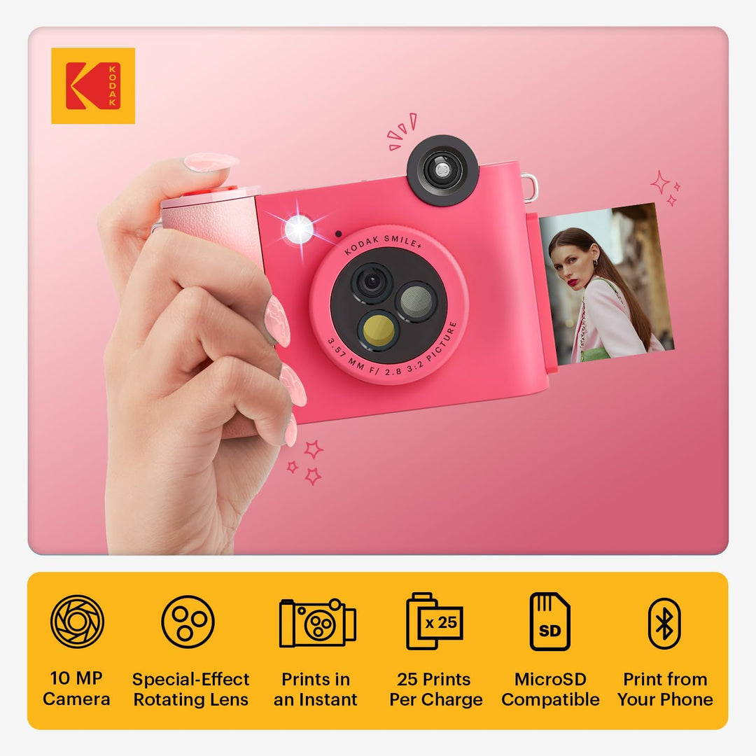KODAK Smile+ 2-in-1 Digitale Sofortbildkamera & kabelloser Bluetooth-Fotodrucker - 10MP, Spezialeffe
