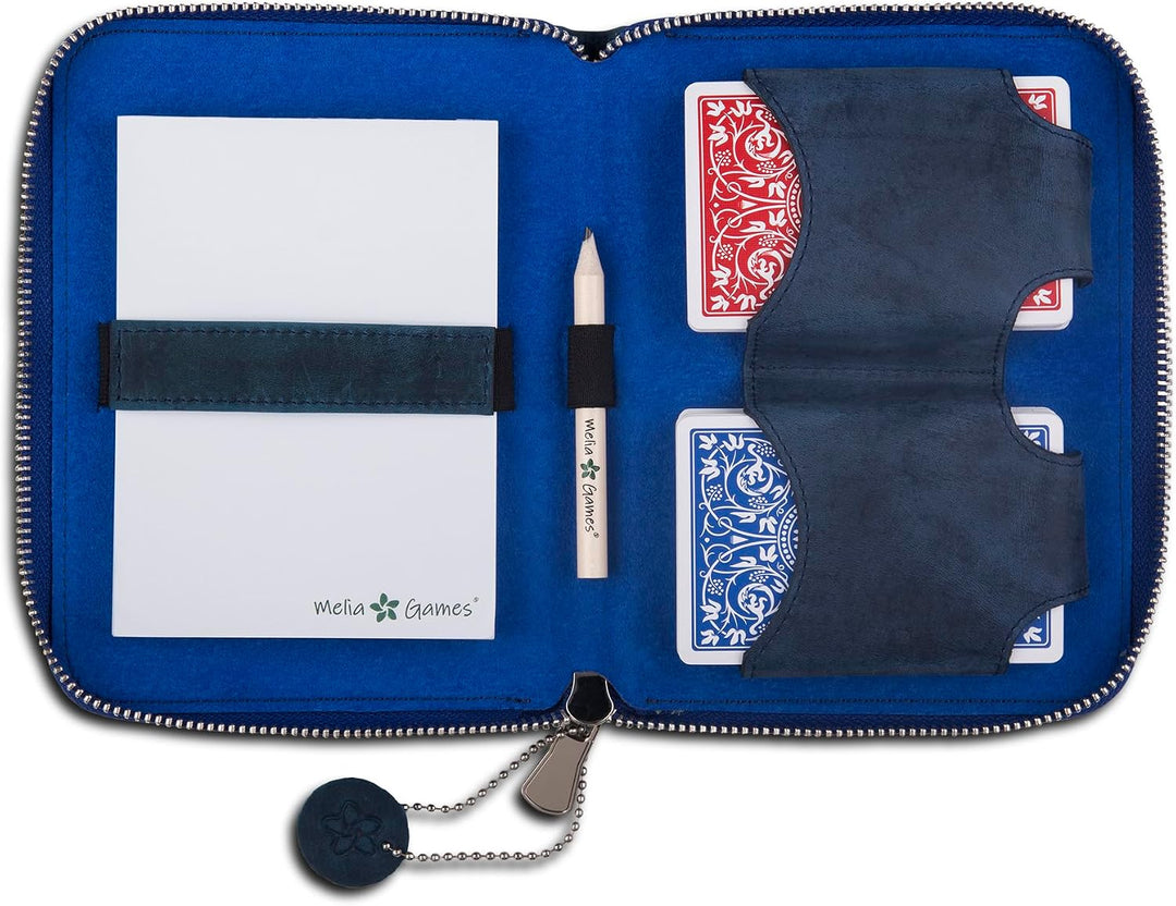 Melia Games Spielkarten Set Deluxe - Hochwertiges Karten-Etui aus feinstem Leder - komplettes Set in