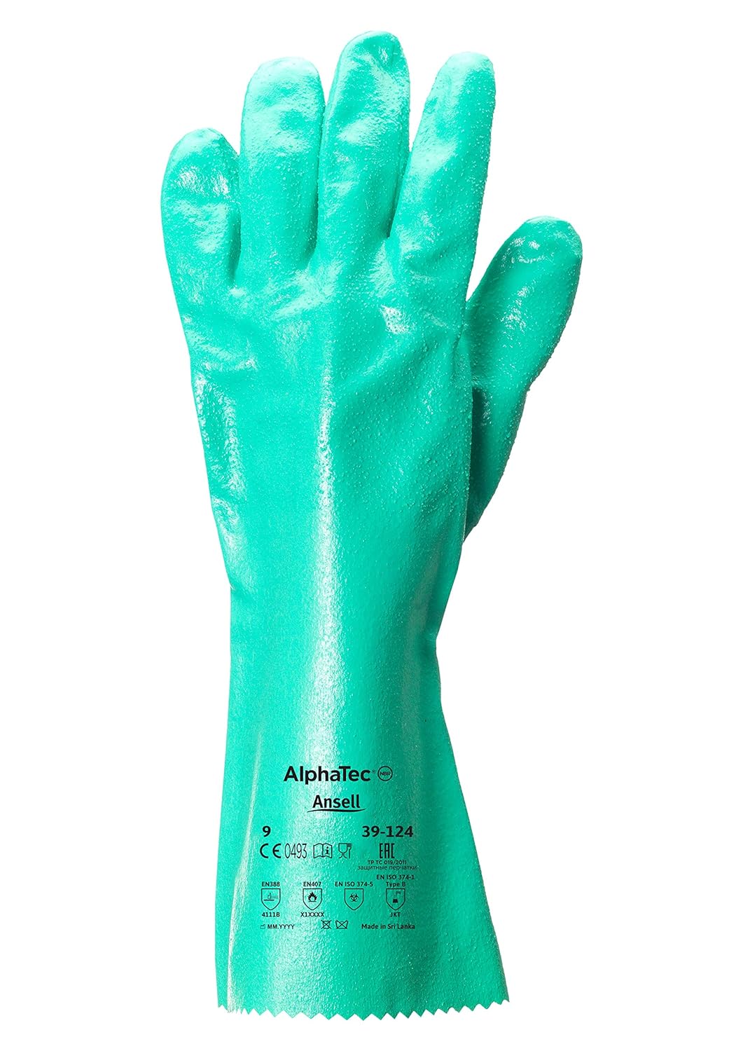 Ansell AlphaTec 39-124 Nitril-Handschuhe, Chemikalien- und Flüssigkeitsschutz, Grün, Grösse 9 (12 Pa