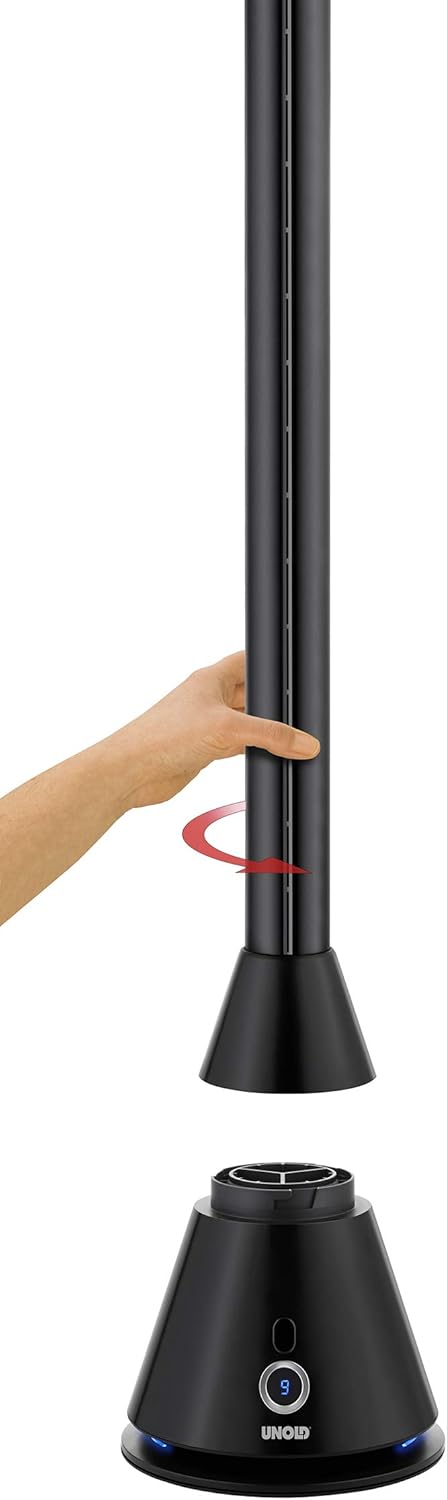 UNOLD 86865 TURMVENTILATOR Black Tower mit 9-stufiger Geschwindigkeitsregelung, zuschaltbarer 90° Os