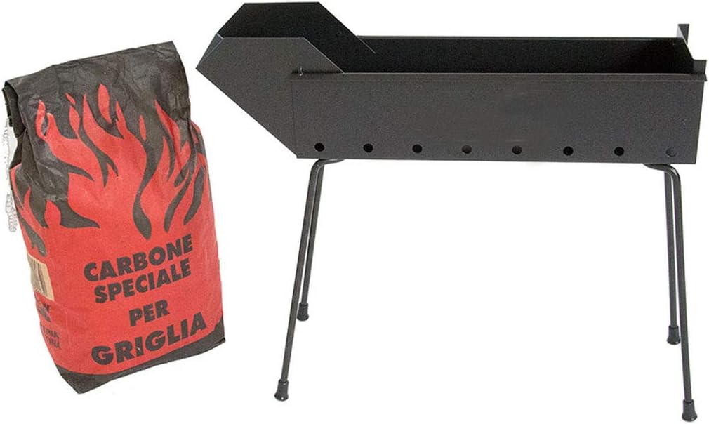 CRUCCOLINI BA12 Grill Drehspiess mit Kohle, Schwarz, 50 x 13 x 43 cm