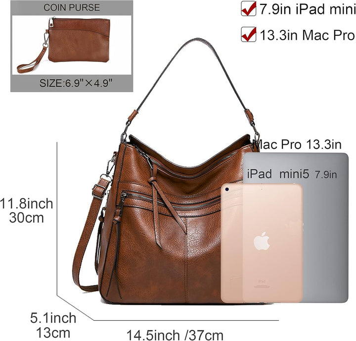 Gladdon Handtaschen Damen Leder umhängetasche Shopper Mode Hobo Taschen grosse Kapazität Schultertas