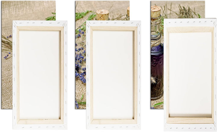 deyoli edles Öl mit Lavendel Format: 120x80 cm (3Teilig) als Leinwandbild, Motiv fertig gerahmt auf