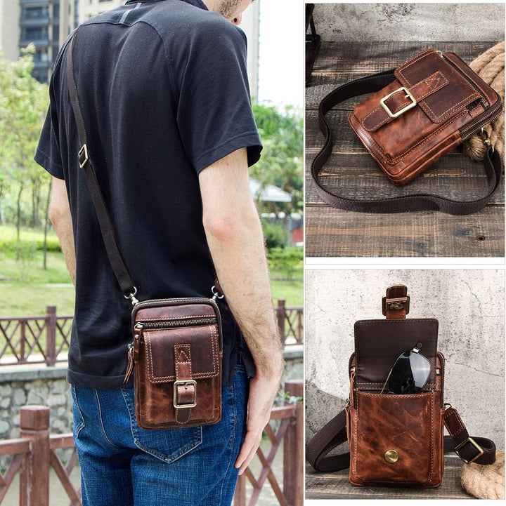 CONTACTS Echtes Leder Herren Kleine Messenger Taillentasche Gürteltasche Telefon Brieftasche Geldbör