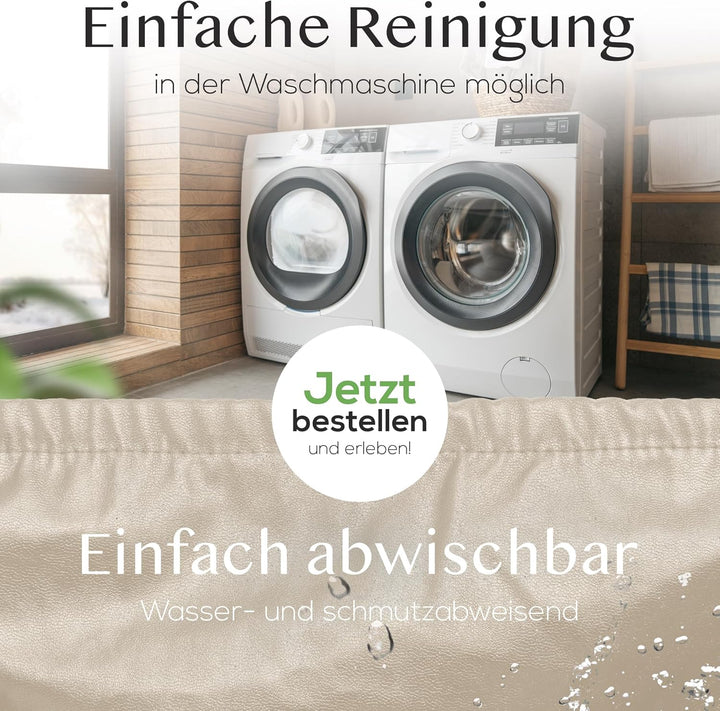 Innerspace Stuhlhussen 4er Set in Beige | Blickdichte, Wasserabweisende, Elastische Stuhlbezüge für