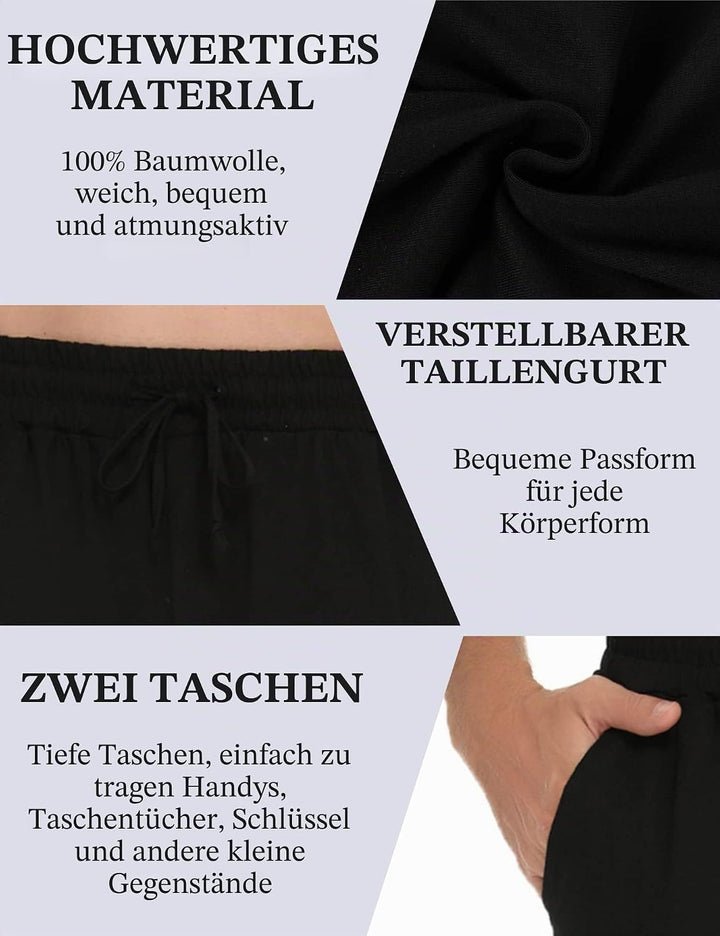 Marvmys 100% Baumwolle Herren Lange Schlafanzughose Einfarbige Pyjamahose Schlafhose Haushose Freize