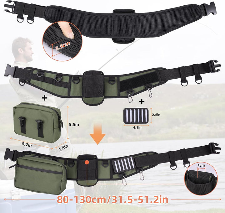 PELLOR Angeln Kampfgurt, 360° Verstellbarer Rutenhalter mit Eva-Polsterung, Einfacher Rutenhalter, A
