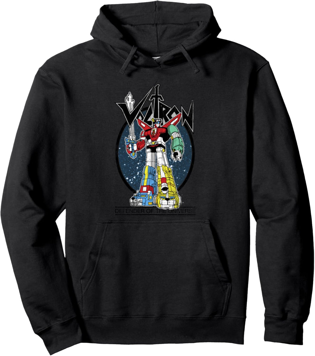 Voltron Retro Defender Colorful Distressed Pullover Hoodie