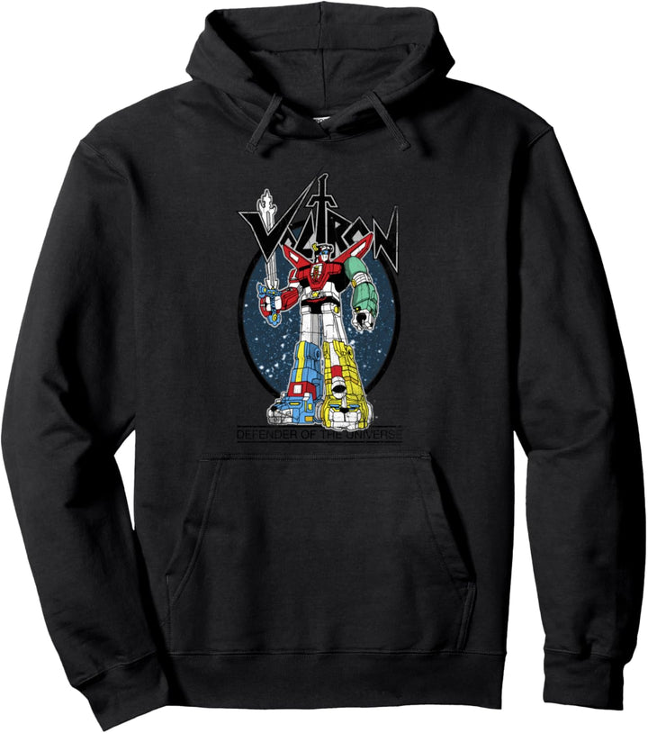 Voltron Retro Defender Colorful Distressed Pullover Hoodie