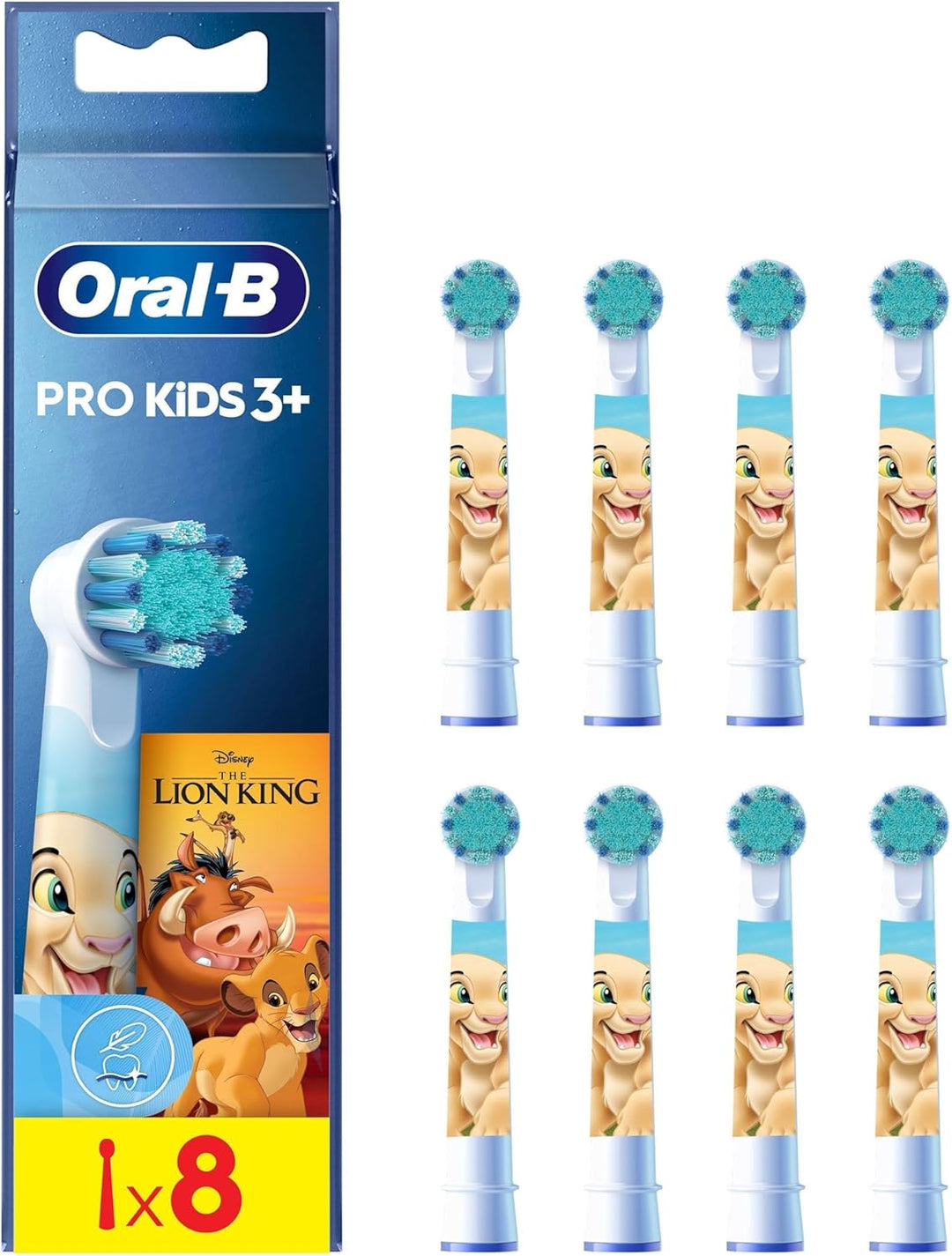 Oral-B Pro Kids König der Löwen Aufsteckbürsten für elektrische Zahnbürste, 8 Stück, extra weiche Bo