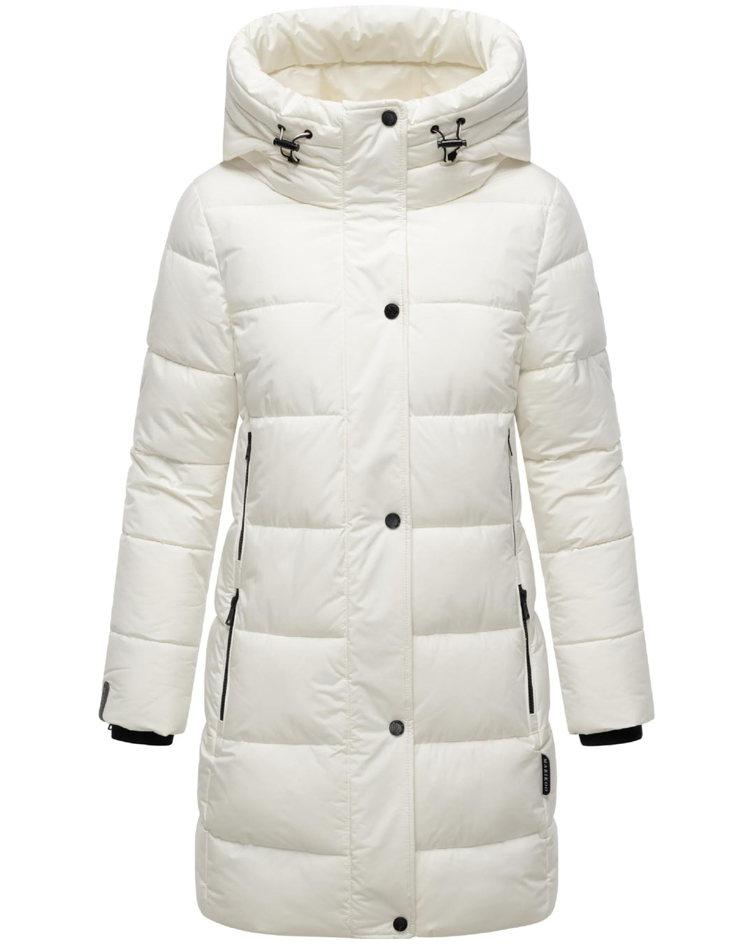 MARIKOO Damen Wintermantel warmer Steppmantel lang mit Kapuze und hohem Kragen Karumikoo XVI XS-5XL