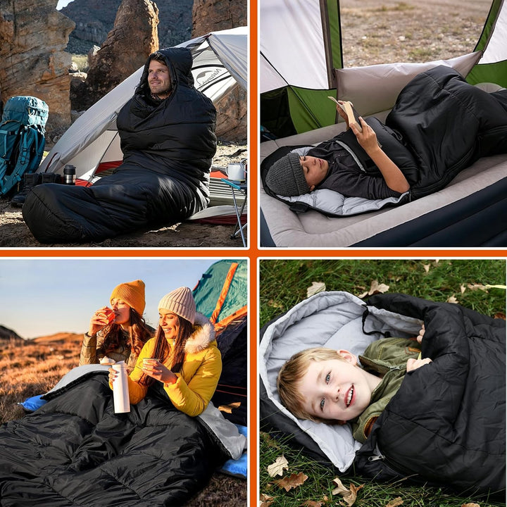 Schlafsack 4 Jahreszeiten,Schlafsack Ultraleicht,Mumienschlafsack Winter für Erwachsene Wasserdicht,