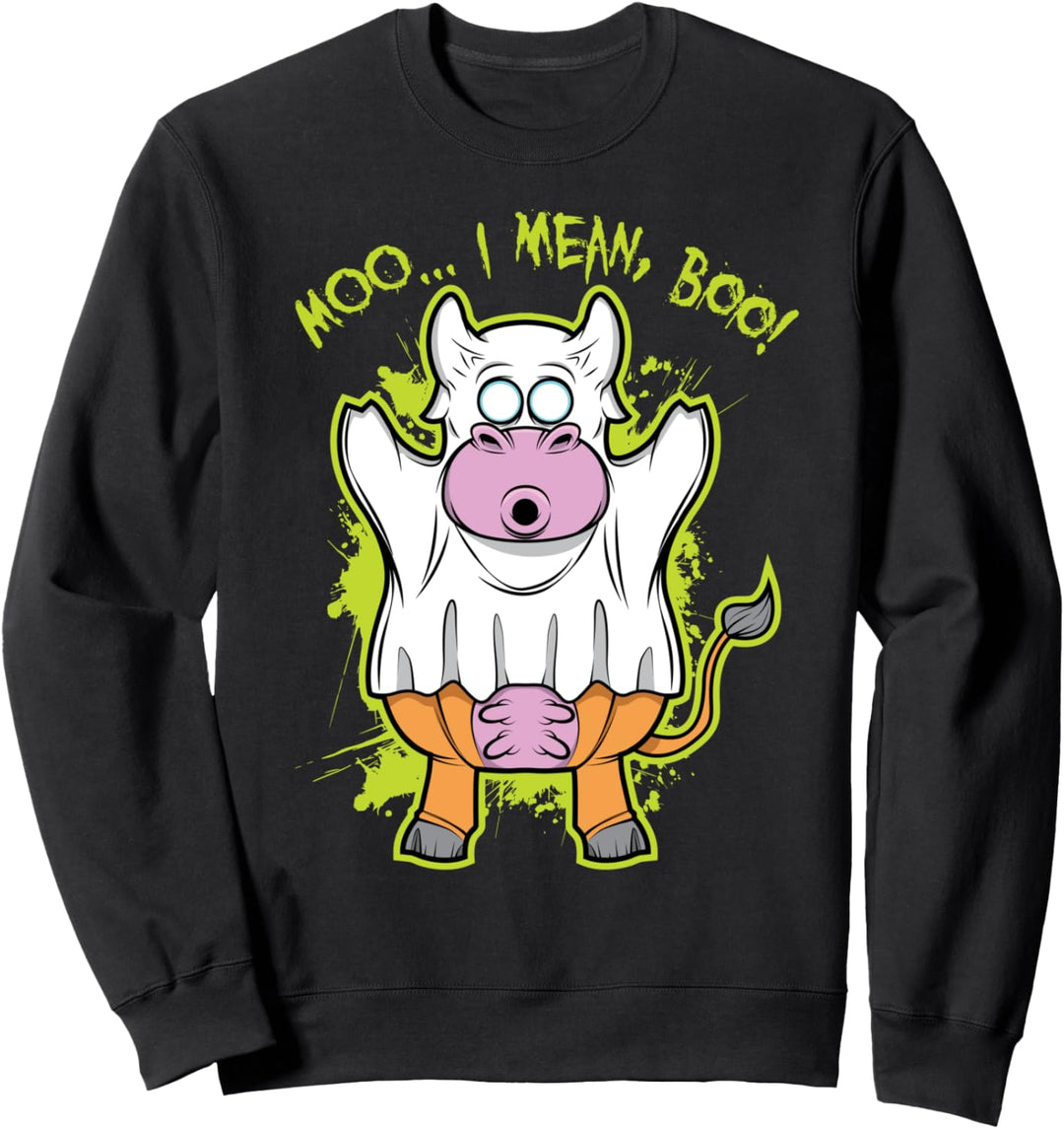 Halloween lustige Kuh Geist Trick oder Leckerbissen Kostüm Sweatshirt