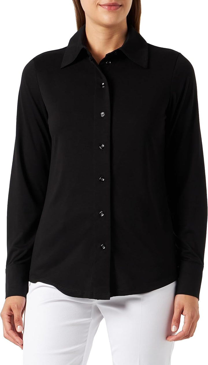 Seidensticker Damen Bluse - City Bluse - Hemdbluse - Regular Fit - Langarm - Uni - Stretch 36 Schwar