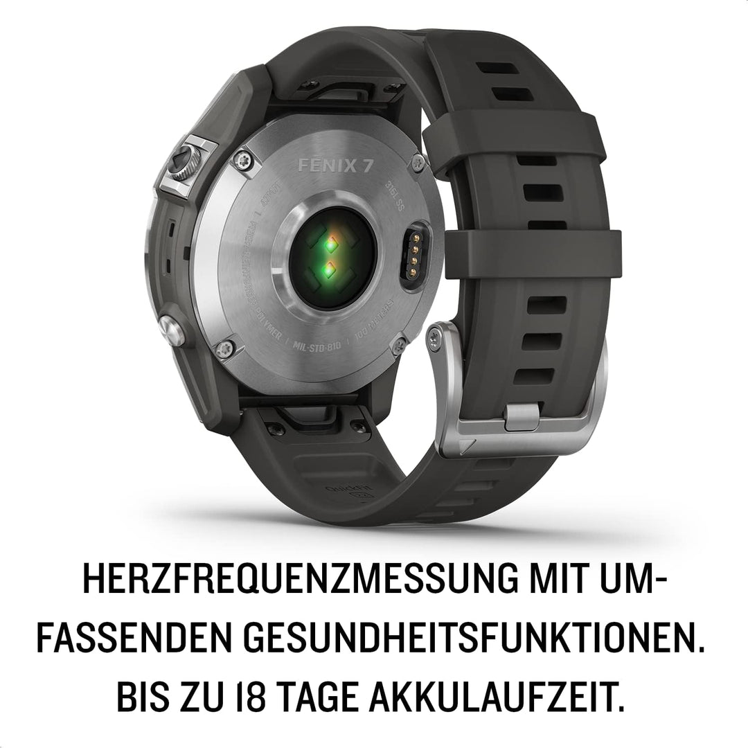 Garmin fenix 7 – GPS-Multisport-Smartwatch mit Farbdisplay und Touch-/Tastenbedienung, TOPO-Karten,