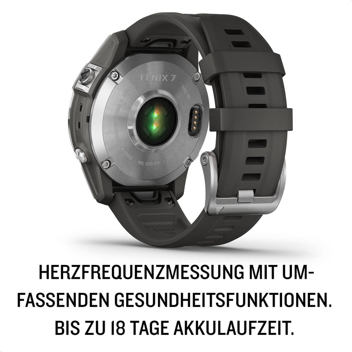 Garmin fenix 7 – GPS-Multisport-Smartwatch mit Farbdisplay und Touch-/Tastenbedienung, TOPO-Karten,