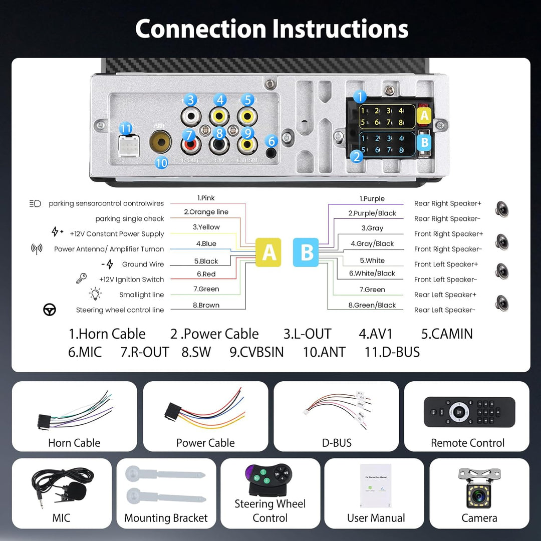 Hodozzy 1 Din RDS Autoradio mit Drahtlos Carplay Android Auto, 7 Zoll IPS Bildschirm,Unterstützt Blu